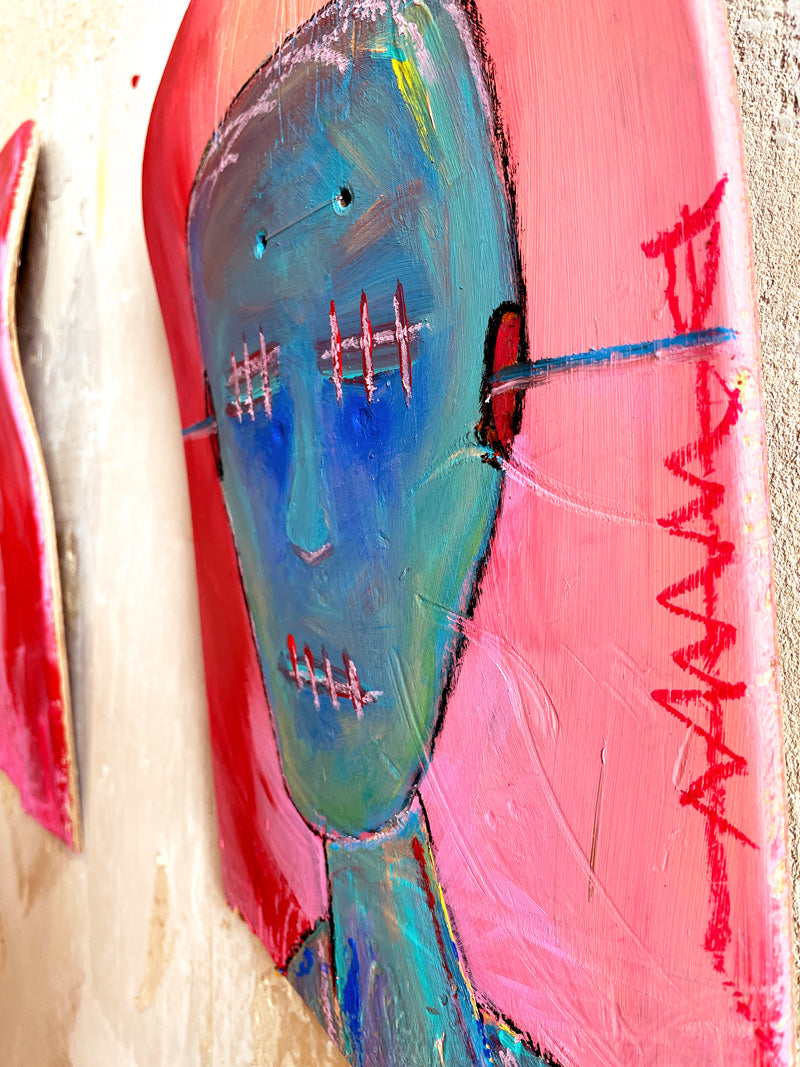 GOT A SCREW IN MY HEAD | Mixed Media | Handpainted Skatedeck